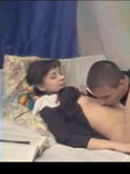 Sexy teen in school-uniform having good oral sex with her gentle loving boyfriend
